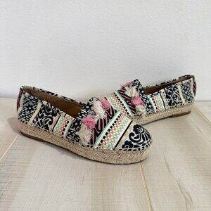 Crown Vintage Kalani Shoes 8M Canvas Espadrille Tassel Boho Native Slip On